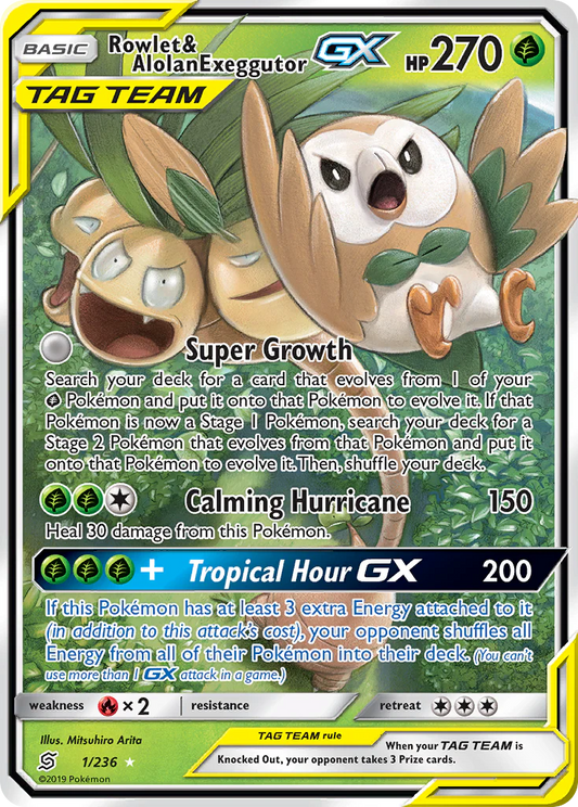 Rowlet & Alolan Exeggutor GX (1/236) Sun & Moon: Unified Minds